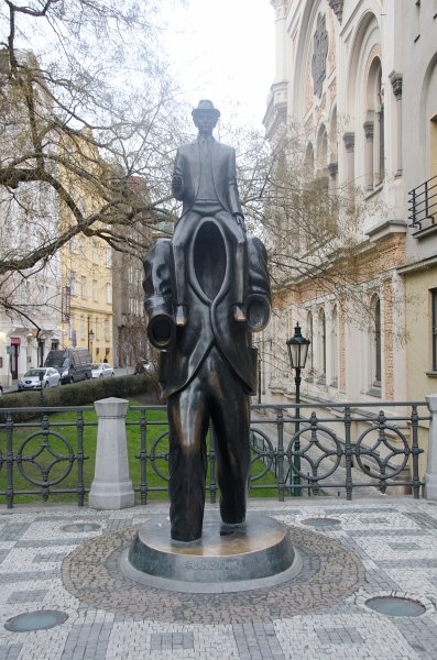Prague012312-8554.jpg - Memorial to Franz Kafka, Scultpor Jaroslav Róna, dedicated 12/4/2003