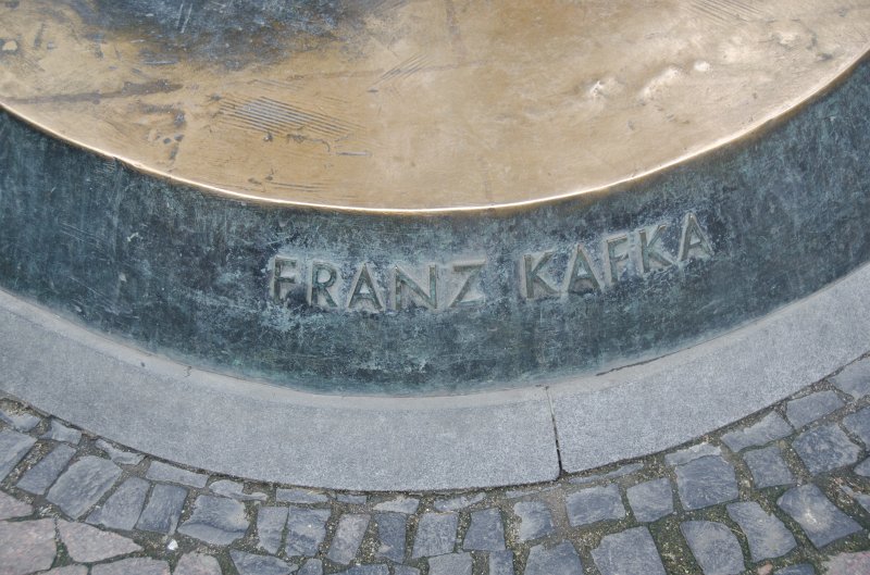Prague012312-8556.jpg - Memorial to Franz Kafka, Scultpor Jaroslav Róna, dedicated 12/4/2003