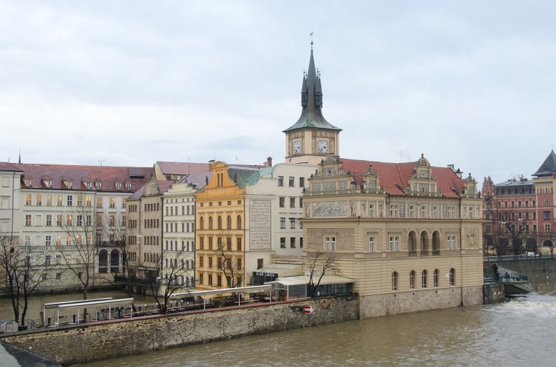Prague012312-8826.jpg - Old Town Water Tower (Staromestska vodarna), viewed from Charles Bridge / Karlův most over the Vltava River