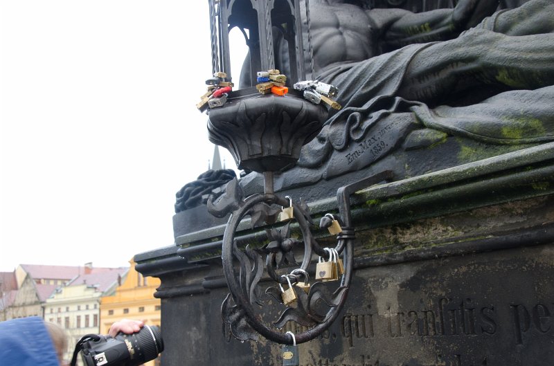 Prague012312-8829.jpg - Locks on the base of the Pieta statue, Charles Bridge / Karlův most