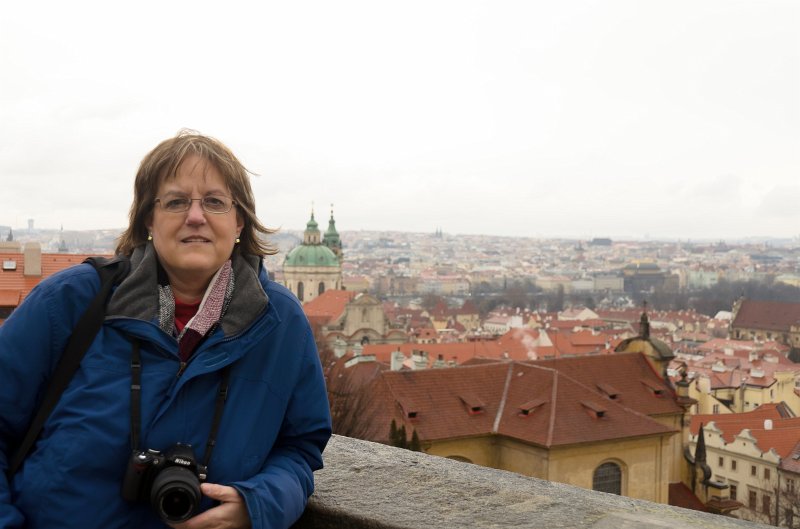 Prague012312-8747.jpg - Molly and view of Malá Strana from Hradčany  Square, Prague Castle /  Pražský hrad