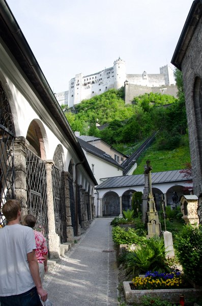 Salzburg051012-0520.jpg - St. Peter's Cemetery,  Festung Hohensalzburg (background)