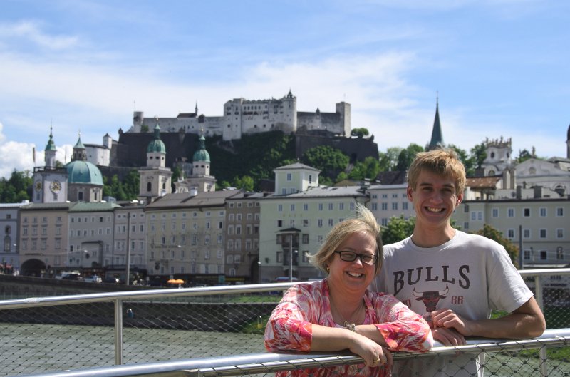 Salzburg051012-0402.jpg - Hohensalzburg Castle in Salzburg Altstadt view from Makartsteg bridge