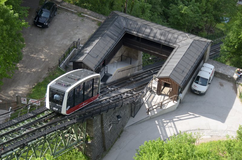 Salzburg051012-0471.jpg - Looking down the funicular tracks from the top of the Festung Hohensalzburg