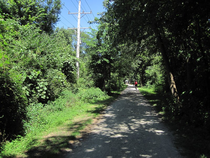 PrairiePath080313-5632.jpg - Heading north on Illinois Bike Prairie Path Warrenville to Wheaton.  Approaching Praire Path Park