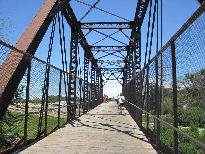 PrairiePath080313-5633.jpg - Heading north on the Illinois Bike Prairie Path Warrenville to Wheaton. Crossing the bridge over the Union Pacific / West Line.