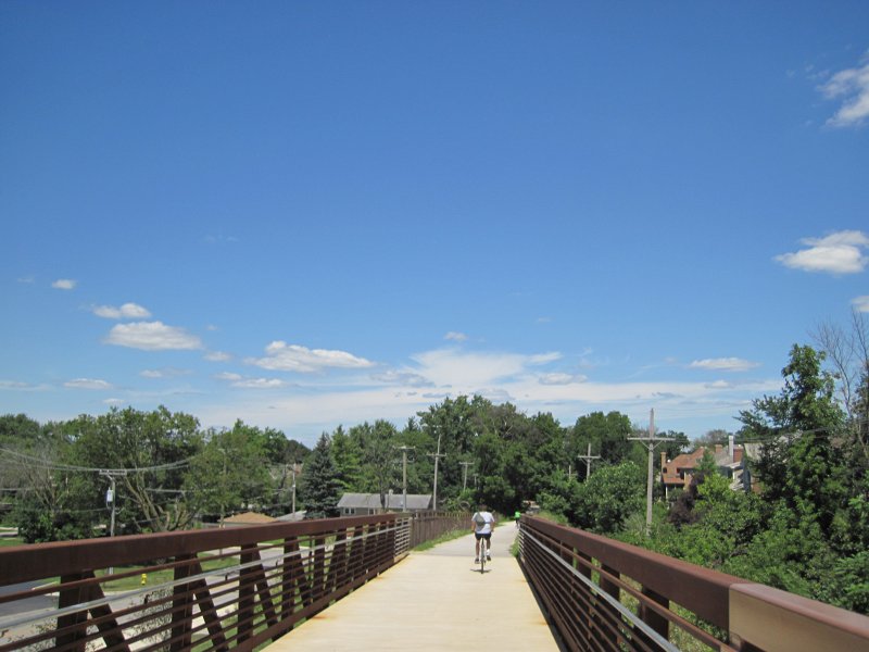 PrairiePath080313-5634.jpg - Heading north on the Illinois Bike Prairie Path Warrenville to Wheaton. Crossing the bridge over the Union Pacific / West Line.