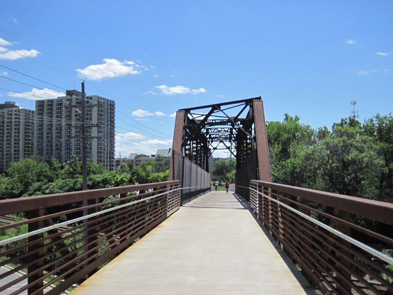PrairiePath080313-5639.jpg - Heading south on the Illinois Bike Prairie Path Warrenville to Wheaton. Crossing the bridge over the Union Pacific / West Line.