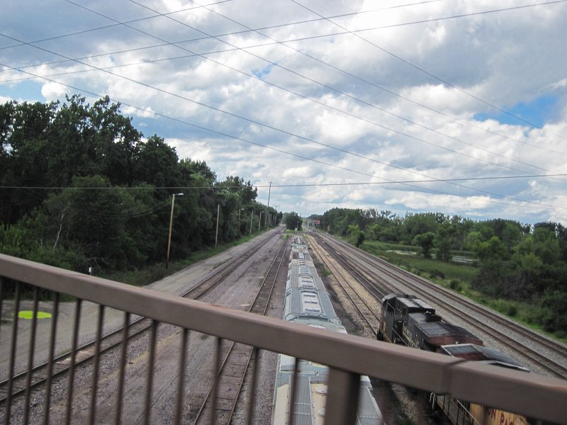 PrairiePathFoxRiver080413-5697.jpg - Biking the Illinois Prairie Path bridge over the Elgin, Joliet and Eastern Railway. View looking North