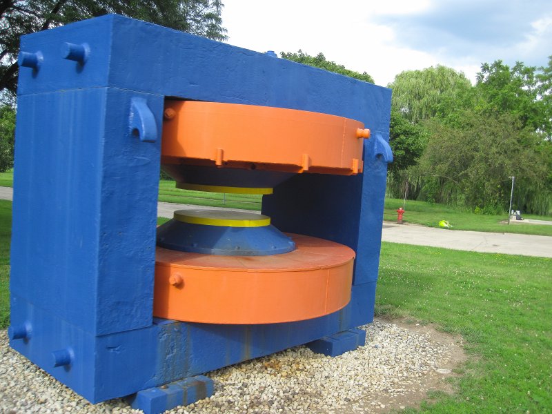 PrairiePathFoxRiver080413-5735.jpg - Biking thru Fermilab, 55-ton electromagnet from a cyclotron used by Enrico Fermi