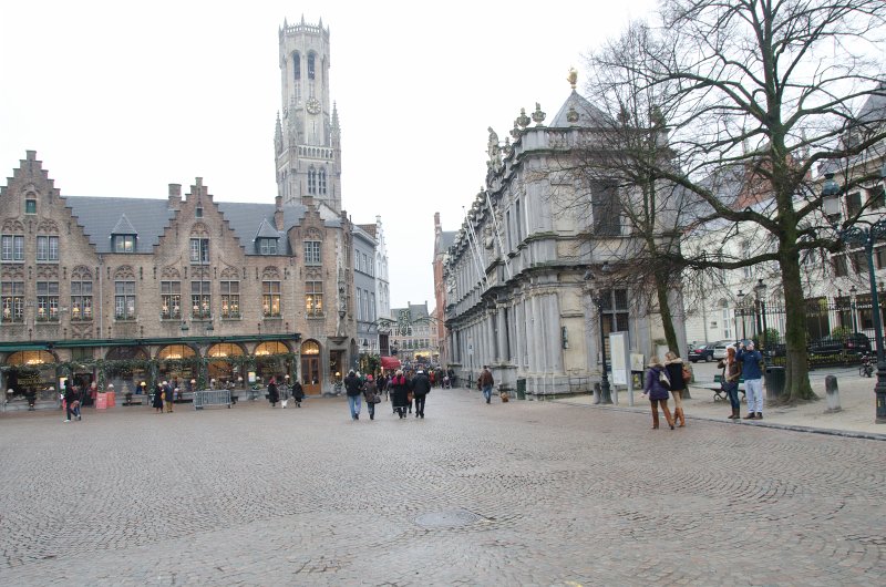 Bruges010413-4957.jpg - Burg Square: Tom Pouce Restaurant, Provost's House / Proosdij.  Belfort (background)