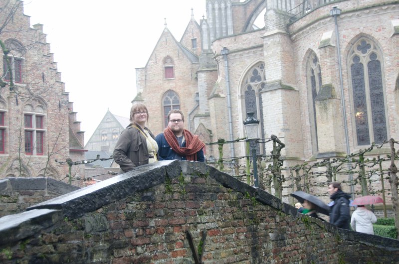 Bruges010413-4995.jpg - Liz and Chris, Pedestrian Bridge over Dijver Canal near Onze-Lieve-Vrouwekerk Church of Our Lady