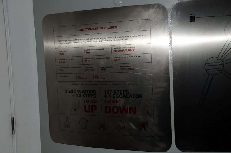 Brussels010313-4871.jpg - Atomium facts and figures, plaque near down elevator