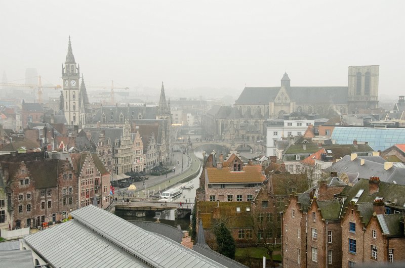 Ghent010513-5116.jpg - Graslei street, River Leie and Oude Postkantoor view looking South from Gravensteen Castle
