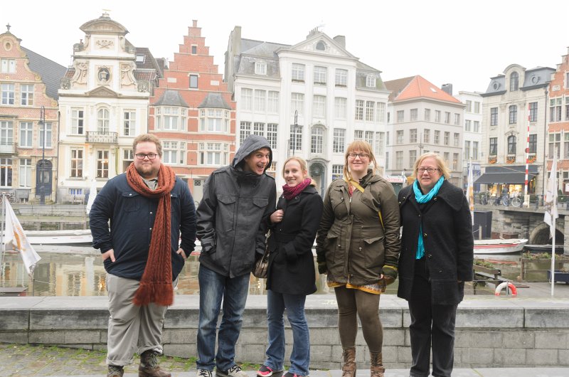 Ghent010513-5159.jpg - Chris, Mike, Liane, Liz, and Cathie on Graslei Street along the Leie River, Ghent