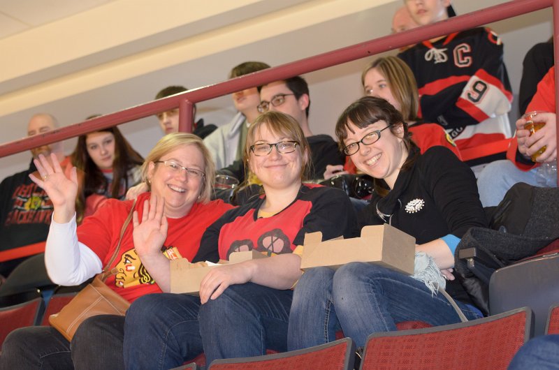 BlackHawks040713-6072.jpg - Cathie, Liz, and Nora, Section 333, Row 15, Nashville Predators vs Chicago Blackhawks Hockey