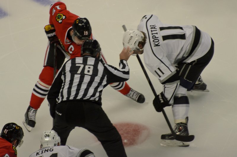 Blackhawks121513-9749.jpg - Jonathan Toews Faceoff. Kings vs Blackhawks hockey, United Center, Chicago