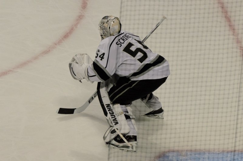 Blackhawks121513-9777.jpg - King's Goalie Ben Scrivens. Kings vs Blackhawks hockey, United Center, Chicago