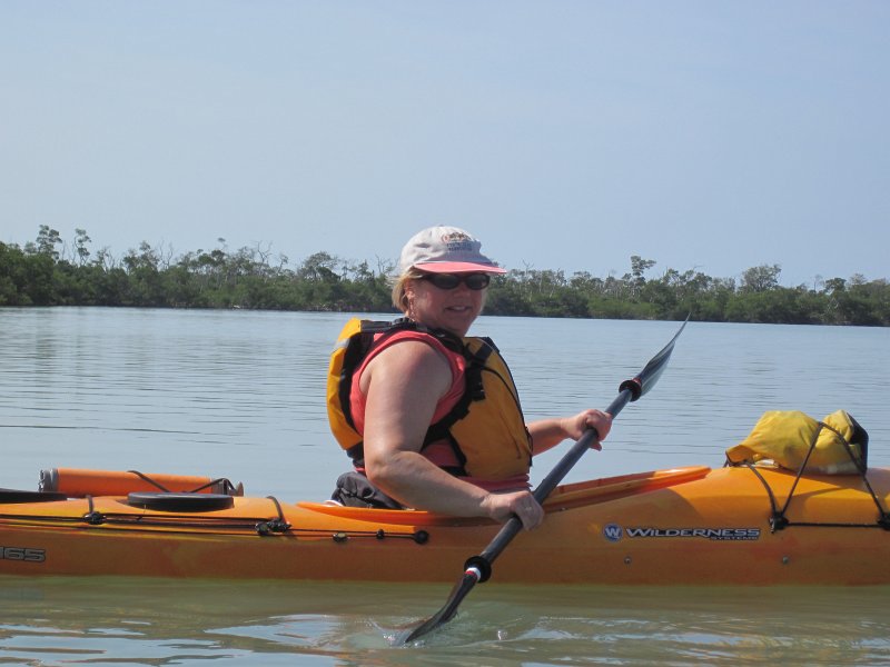 Captiva041813-5017.jpg - Cathie. Kayaking around Buck key, then took mangrove trail.  Went South 2/3 of the way down Roosevelt Channel then headed back.