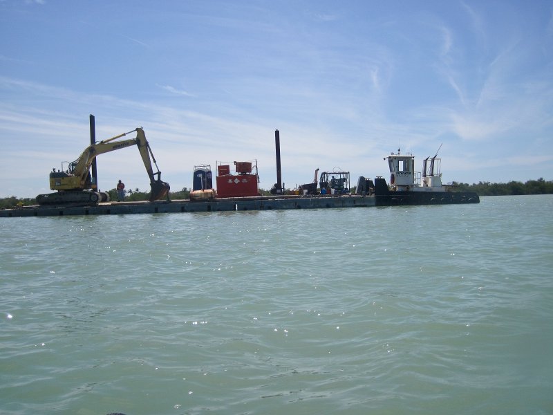 Captiva041813-4815.jpg - Dredging barge.. Kayaking Around Buck Key