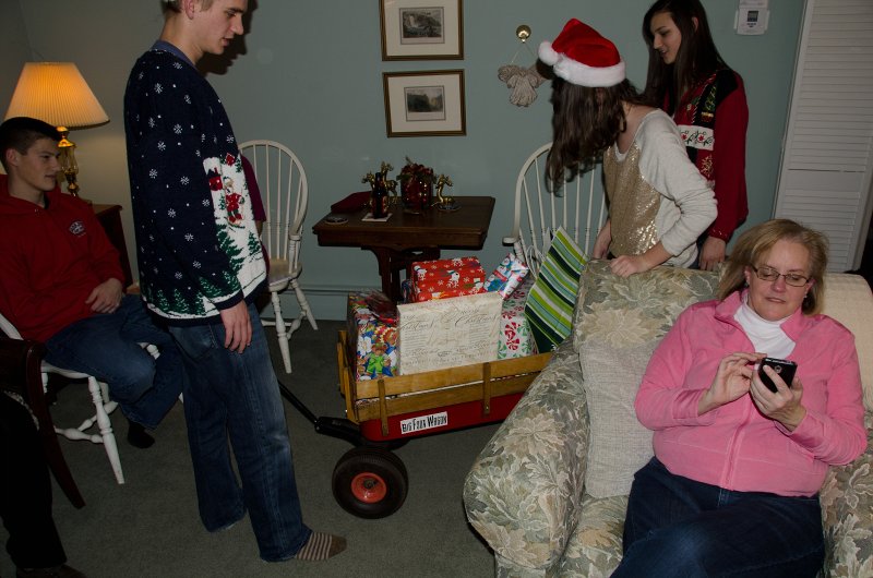 ChristmasEve122413-9887.jpg - Christmas Eve at Grandma and Grandpa's, opening presents around the tree