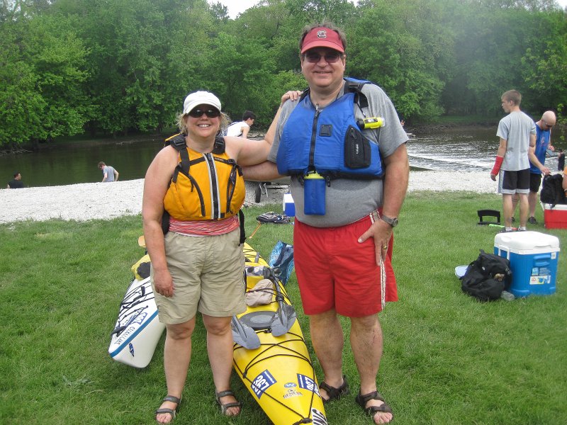 DesPlainesRiverKayak051913-5299.jpg - Des Plaines River Kayak finish Line.  Cathie and Jack at Dam 2