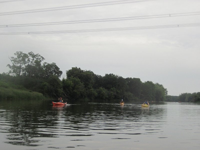 FoxRiverKayak061513-5377.jpg - Liz, Emmi and Bin going under the buzzing powerlines. Kayak Fox River Yorkville to Millington