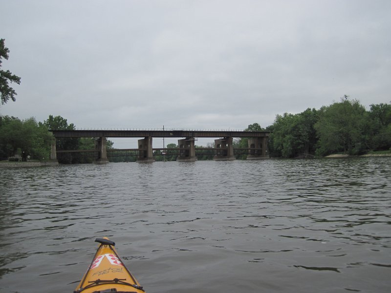 FoxRiverKayakRace060213-5308.jpg - Heading South, approaching first bridge of Mid-American Canoe & Kayak Race paddling from St Charles to Aurora