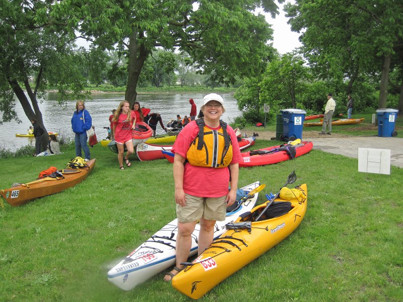 FoxRiverKayakRace060213-5348.jpg - Cathie at the top of the boat ramp. Mid-American Canoe & Kayak Race paddling from St Charles to Aurora