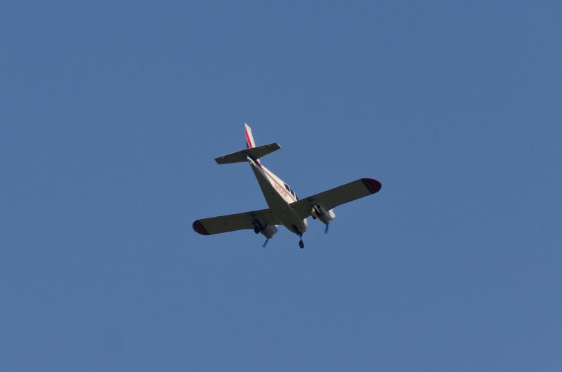GrandmaBirthday092913-8640.jpg - Twin Engine airplane flying over the Fox River in St Charles