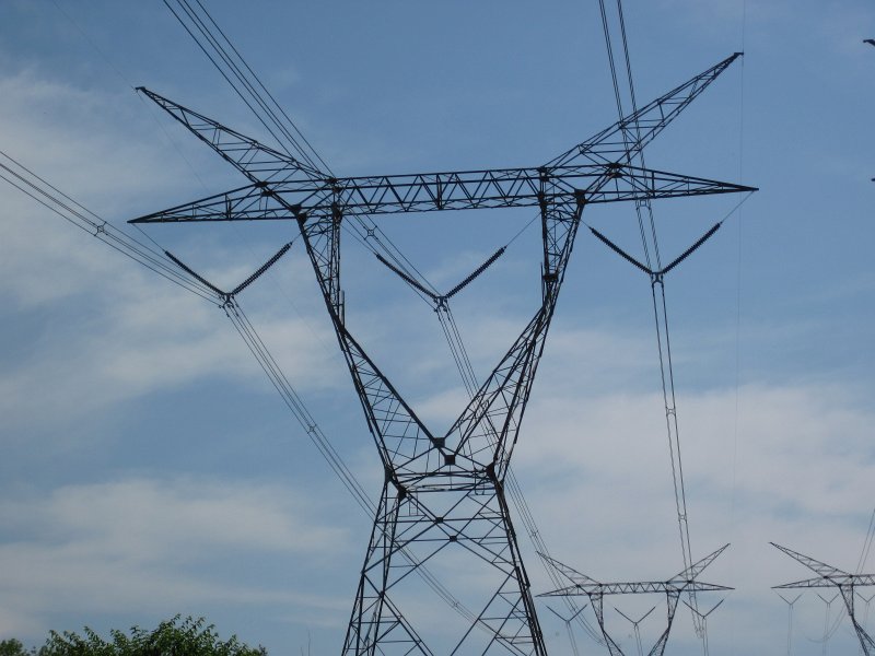 FoxRiverYorkvilleSilver072013-5595.jpg - Near the end of our trip, we paddle under the power lines from the Dresden Generation Station.