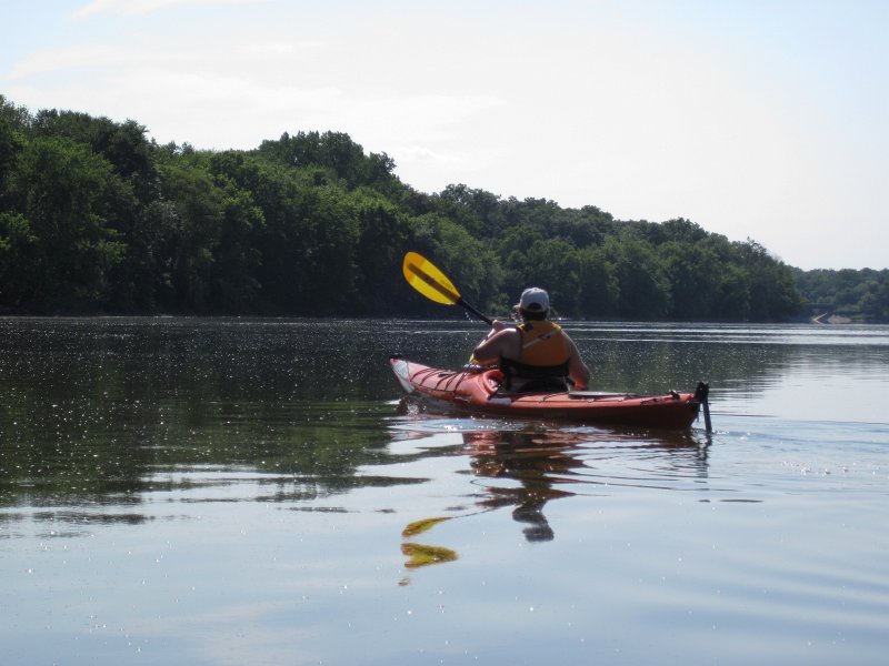 FoxRiverYorkvilleSilver072013-5596.jpg - Cathie is taking us to the left side of the river to get around the next shallow area.