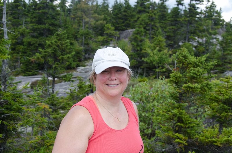 Maine090113-8312.jpg - Cathie at the look-out point on the backside of Locke Mountain facing west toward New Hampshire and Mount Washington