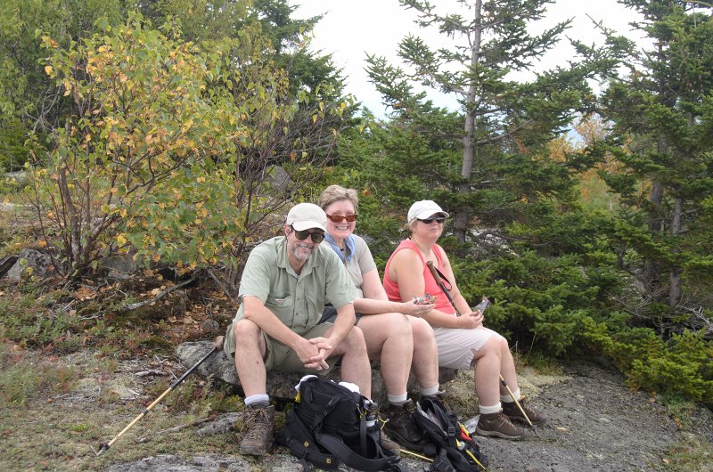 Maine090113-8325.jpg - Ian, Leslie and Cathie at the top of Locke Mountain, hiked here over the Summit Traverse trail, Sunday River