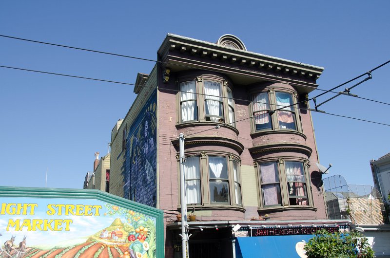 SanFrancisco100313-8854.jpg - Jimi Hendrix's Red House seen while driving east through Haight Street. Hop-on Hop-off bus tour of San Francisco