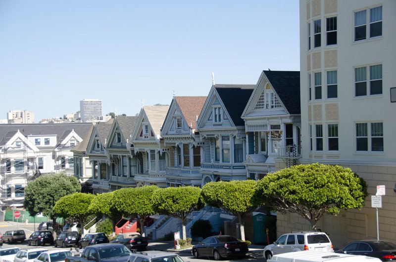 SanFrancisco100313-8888.jpg - The vicrorian houses called the Painted Ladies across the street from Alamo Square park, viewed from Hayes Street