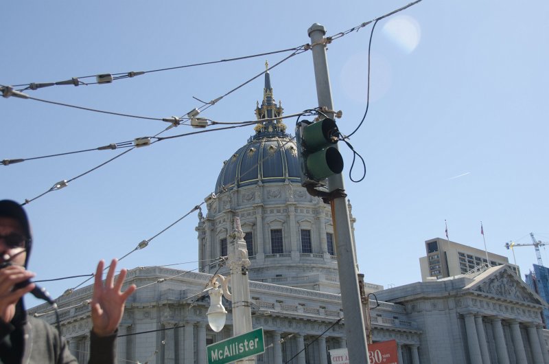 SanFrancisco100313-8890.jpg - City Hall Dome, viewed from McAllister at Van Ness. Hop-on Hop-off bus tour of San Francisco