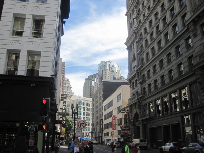 SanFrancisco100313-6356.jpg - San Francisco Marriott Marquis distant center.  Viewed from on Ellis St near Powell. Ride on the Powell/Mason cabl e car line from Fisherman's Wharf to Union Square