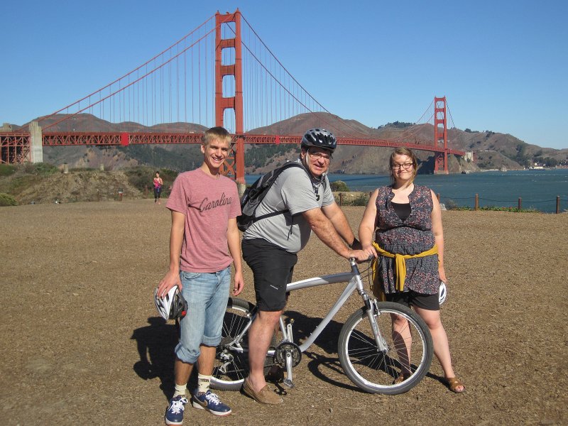 SanFrancisco100313-6252.jpg - Mike, Jack and Liz. Biking the Golden Gate Bridge to Sausalito, just North of Pilot's Row