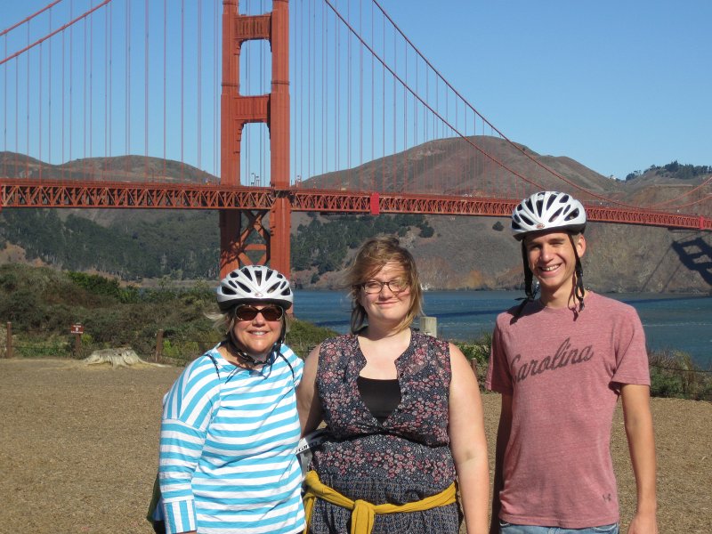 SanFrancisco100313-6258.jpg - Cathie, Liz, and Mike. Biking the Golden Gate Bridge to Sausalito