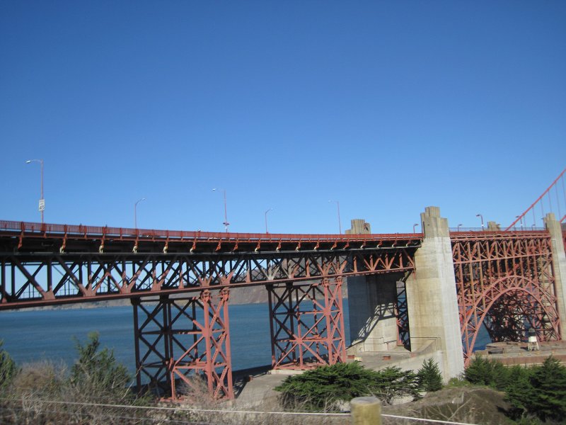 SanFrancisco100313-6259.jpg - View of the first couple of bridge sections on the southern end of the Golden Gate Bridge, viewed from Battery East Trail, about to get on the bridge!