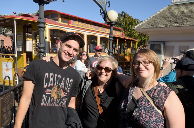 SanFrancisco100313-8655.jpg - Mike, Cathie, and Liz at the Powell-Hyde Cable Car Terminus at Victoria Park near Fisherman's Wharf