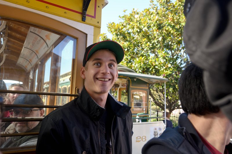 SanFrancisco100313-8657.jpg - Mike on the  Powell-Hyde Cable Car Terminus at Victoria Park near Fisherman's Wharf