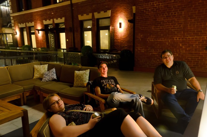 SanFrancisco100313-8730.jpg - Liz, Mike and Jack on the Mustard Building Terrace at Ghirardelli Square