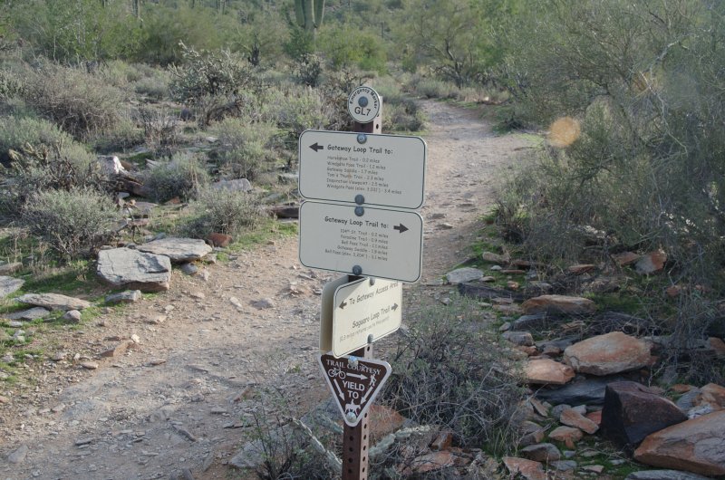 Scottsdale120513-9668.jpg - GL7. Gateway Loop Trail. Bike Yield to pedestrians and horses.  Pedestrians yield to horses.