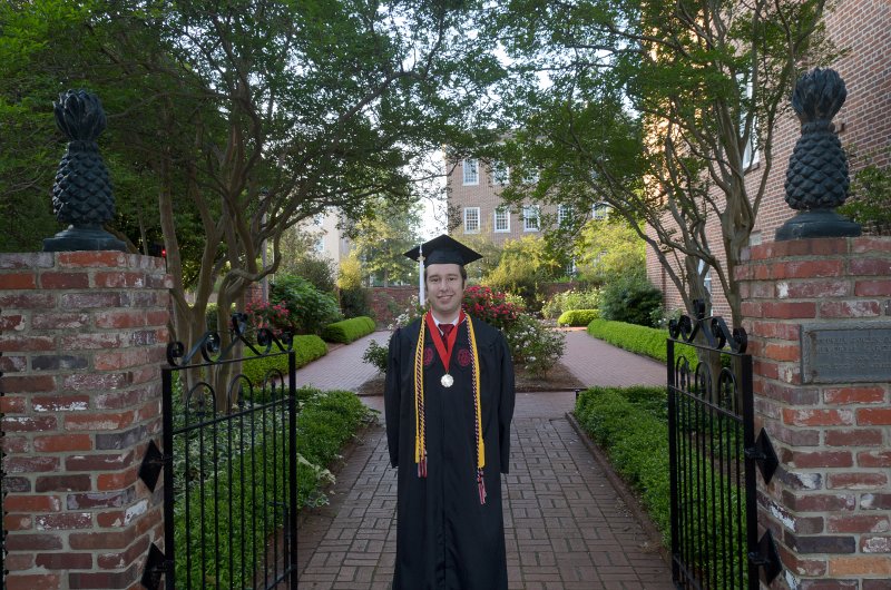 UofSCGraduation10May2013-6790.jpg - David at Memorial Rose Garden, Horseshoe
