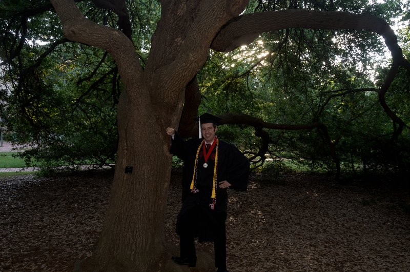 UofSCGraduation10May2013-6809.jpg - David at trees near Rutledge College, Horseshoe