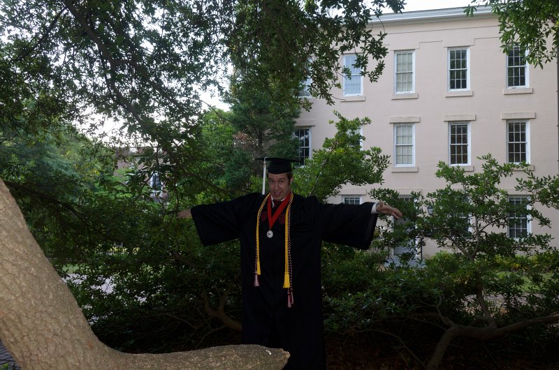 UofSCGraduation10May2013-6812.jpg - David at trees near Rutledge College, Horseshoe