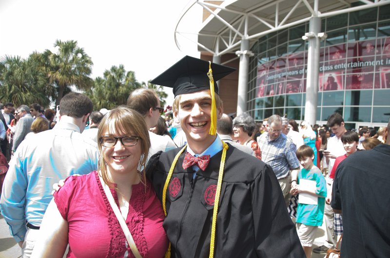 UofSCGraduation10May2013-6962.jpg - Liz and Mike outside of Colonial Life Arena after graduation