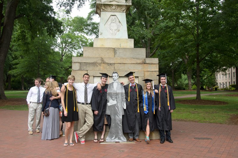UofSCGraduation10May2013-6999.jpg - Kate Nasse Coleman Abe Mike Liane and David at Maxcy Monument, Horseshoe